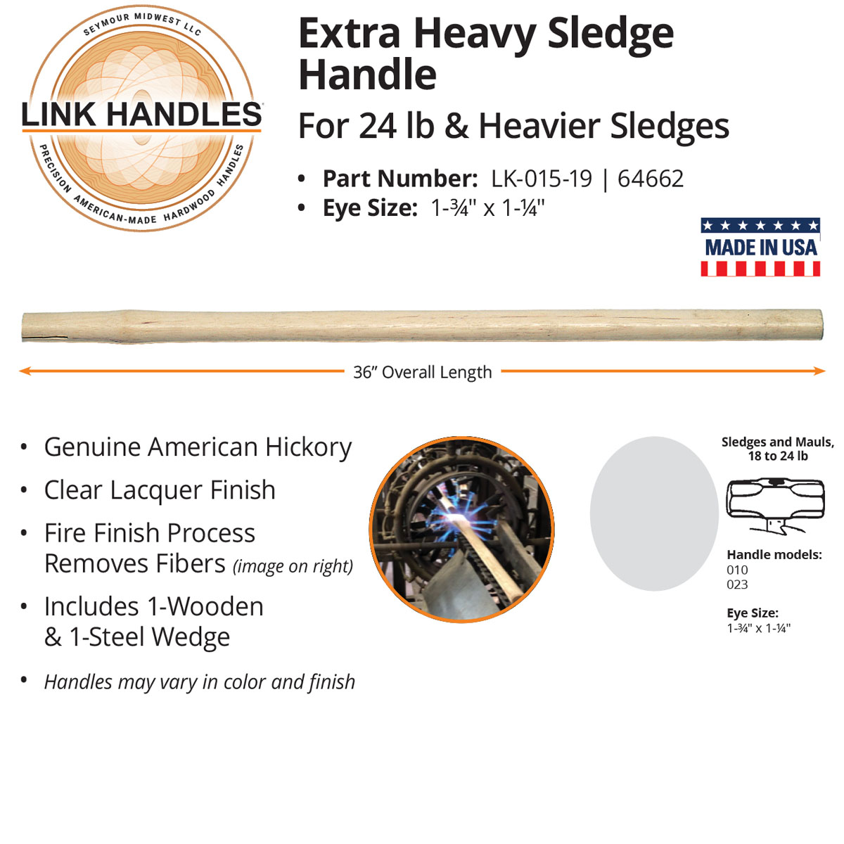 24" Sledge Handle American Hickory NEW 