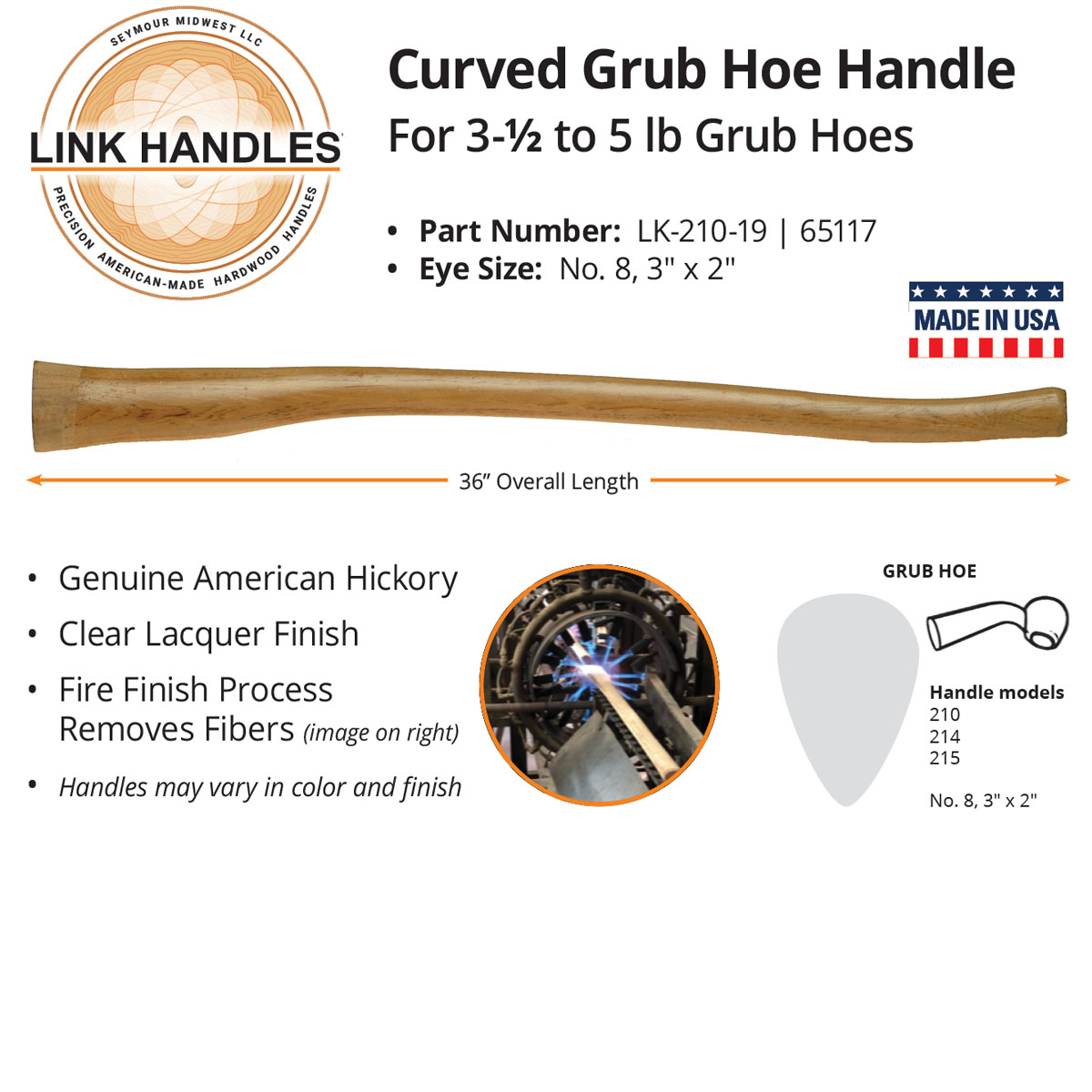 NEW 36"  WOODEN GRUBBING HOE REPLACEMENT HANDLE 