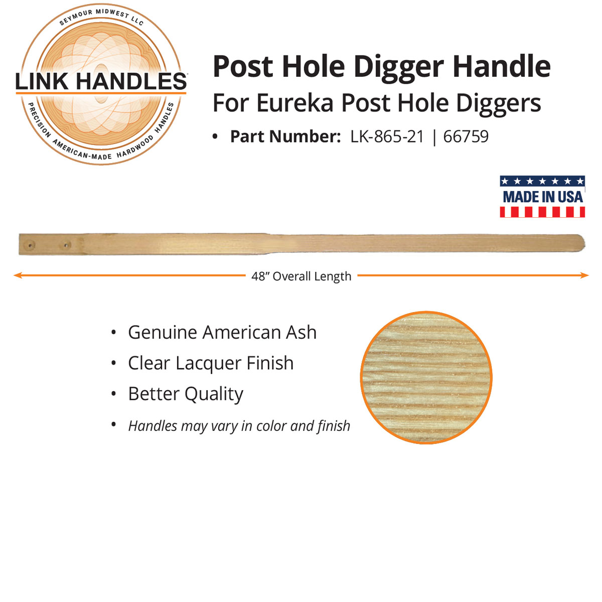 Posthole Diggers 48" Handle for Eureka posthole diggers